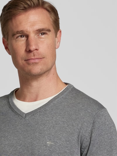 Fynch-Hatton Strickpullover mit Logo-Stitching Silber Melange 3