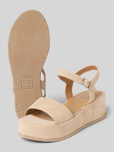 Tamaris Sandalette aus Leder mit Plateausohle Beige 4