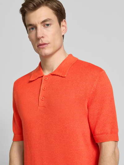 Marc O'Polo Regular Fit Poloshirt aus Leinen-Baumwoll-Mix Orange 3