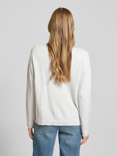 Tom Tailor Oversized Strickpullover mit U-Boot-Ausschnitt Hellgrau 5