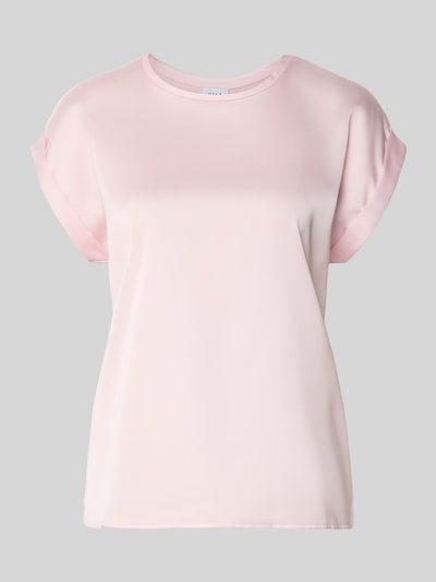 Productfoto, lichtroze T-shirt met ronde hals, los vallende fit, viscose-elastaanmix, model 'ELLETTE' van Vila, ruglengte 57 cm