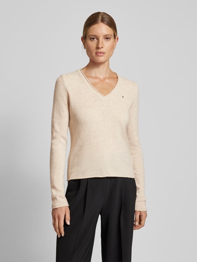 Tommy Hilfiger Pullover mit abgerundetem V-Ausschnitt Modell 'SOFT WOOL' Beige 4