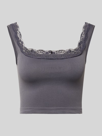 Only Top krótki o kroju slim fit z obszyciem koronką model ‘VICKY’ Szaroniebieski 2