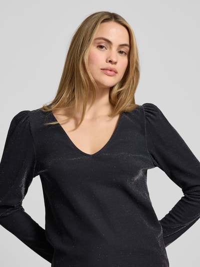VILA Longsleeve mit V-Ausschnitt Modell 'ELEINAS' Black 3