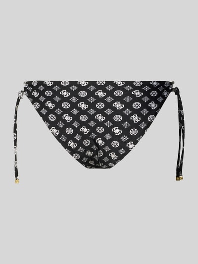 Produktfoto, Bikinihose mit seitlicher Schnürung Modell 'SOLEIL' von Guess für Damen, Schwarz-Weiß mit Muster, Material-Mix mit Stretch-Anteil, Körpernahe Passform