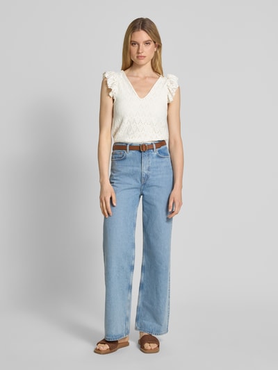 Vila Blusentop mit Lochstickerei Modell 'AMALINA' Offwhite 1