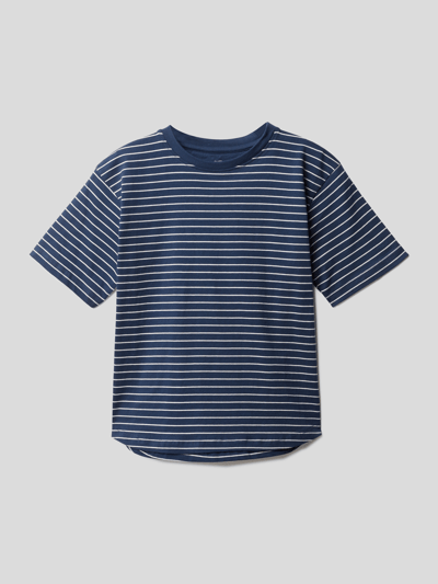 Marc O'Polo T-shirt van katoen met streepmotief Marineblauw - 1