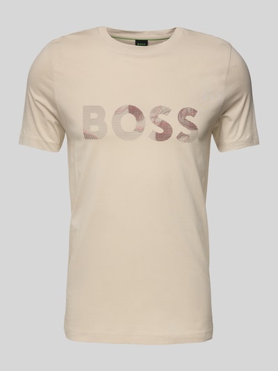 BOSS Green T-Shirt mit Logo-Print und Rundhalsausschnitt Beige 2