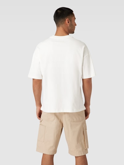 Low Lights Studios T-shirt z wyhaftowanym logo model ‘Ecru’ Złamany biały 5