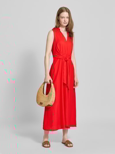 Christian Berg Cocktail Getailleerde cocktailjurk van een mix van linnen en viscose Rood gemêleerd - 1