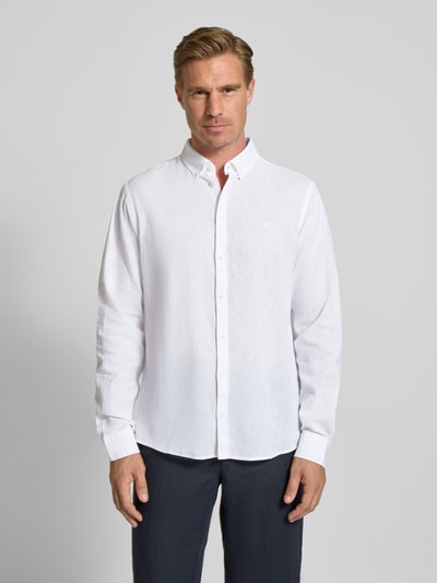 Casual Friday Regular fit linnen overhemd met button-downkraag, model 'Anton' Wit - 4