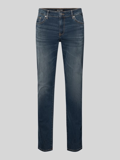 Produktfoto, Slim Fit Jeans aus Baumwoll-Mix Modell 'LOOM' von Only & Sons in Unifarbe, Denimstruktur, 5-Pocket, mittlere Bundhöhe