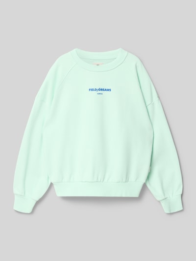 Produktfoto, Regular Fit sweatshirt mit logoprint und statementprint aus katoenmix, ronde hals, kinderen, Garcia, mintgroen, textuur glad