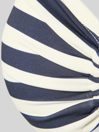Produktfoto, Bikini-Oberteil mit Neckholder von Michael Kors, elastyczny materiał, optyka bandeau, marszczenia, granatowo-białe paski