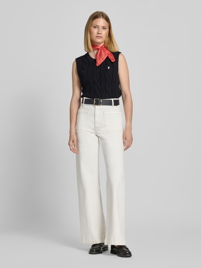 Polo Ralph Lauren Spencer met kabelpatroon en logostitching Zwart - 1