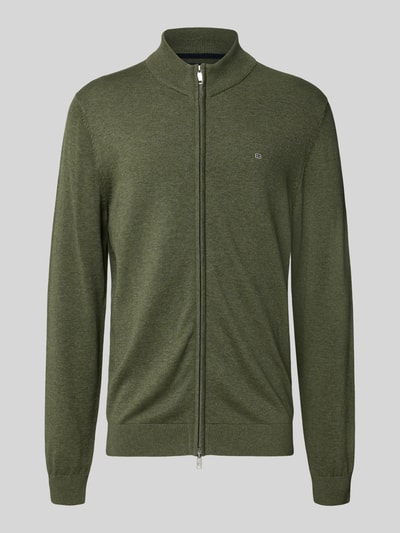 Christian Berg Men Strickjacke mit Reißverschluss Oliv Melange 2