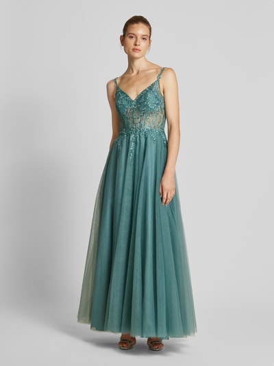 Luxuar Abendkleid mit Strasssteinbesatz Gruen 4