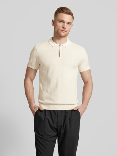 JOOP! Collection Koszulka polo o kroju regular fit z zamkiem błyskawicznym model ‘Vancro’ Złamany biały 4