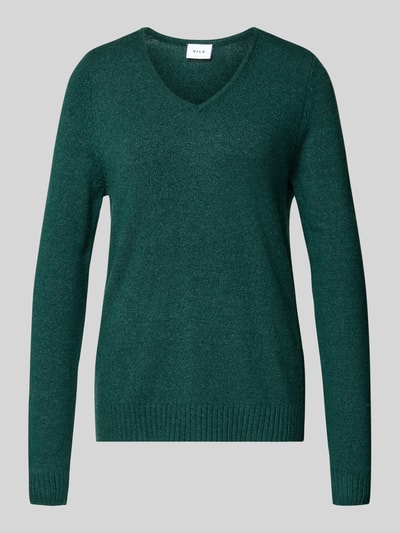 Vila Regular fit shirt met lange mouwen van viscosemix, model 'Viril' Donkergroen - 2