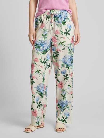 Rich & Royal Flared linnen broek met bloemenmotief Offwhite - 4