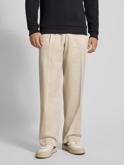 Les Deux Stoffen broek met bandplooien, model 'Randall' Zand - 4