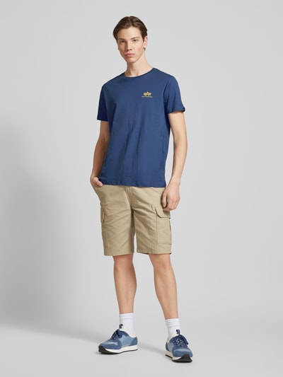 Alpha Industries T-shirt met labelprint, model 'BASIC' Marineblauw - 1