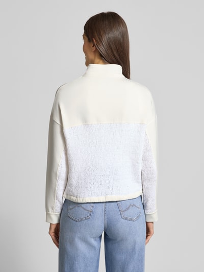 Marc Cain Regular Fit Sweatjacke mit Strickbesatz Offwhite 5