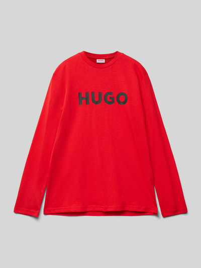 HUGO Shirt met lange mouwen en labelprint Rood - 1