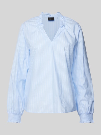 s.Oliver BLACK LABEL Relaxed Fit Blusenshirt aus Baumwoll-Popline mit Gummizug am Ausschnitt Bleu 1