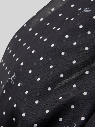 Produktfoto, Pareo im semitransparenten Design Modell 'Brismar' von JOOP! Collection, czarny materiał z białymi kropkami i nadrukiem logo, bawełna