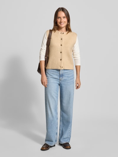 Jake*s Casual Strickweste mit Woll-Anteil und Knopfleiste Camel 1