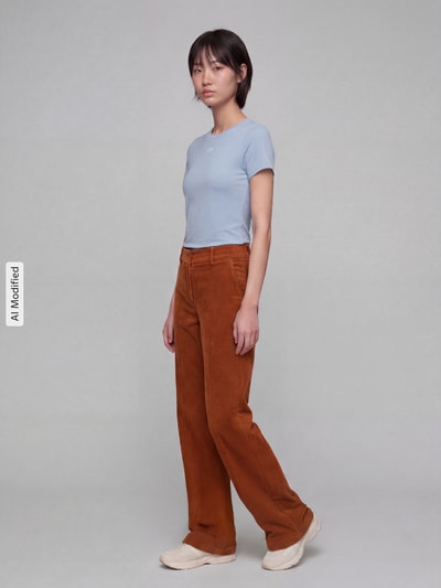 CAMBIO Regular Fit Cordhose mit angedeuteten Taschen Modell 'AMELIE' Cognac 1