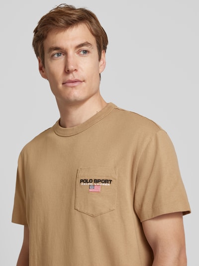 Polo Sport T-Shirt mit Label-Stitching Khaki 3