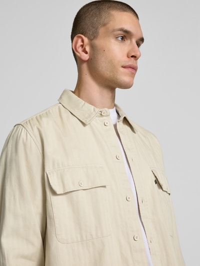 Wood Wood Relaxed Fit Freizeithemd mit Brusttasche Hellgrau 3