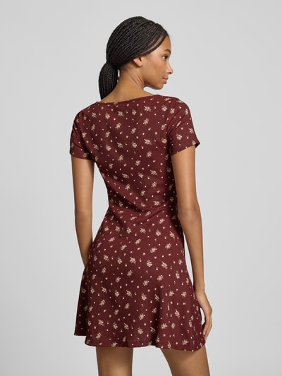 Only Mini-jurk met all-over motief, model '30 BILL' Bordeaux gemêleerd - 5