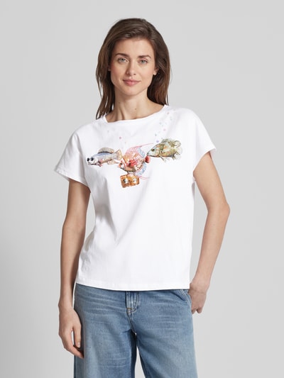 Marc Cain T-Shirt mit Paillettenbesatz Weiss 4