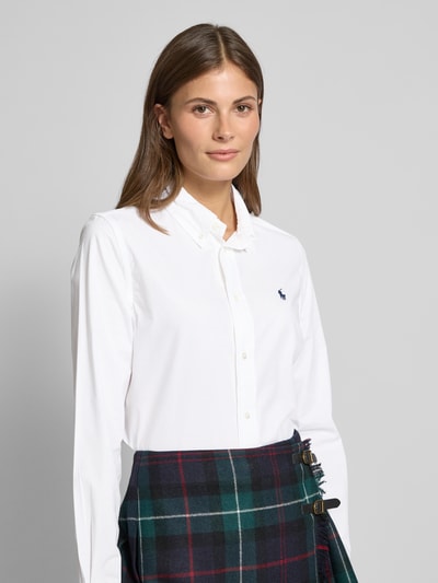 Polo Ralph Lauren Slim Fit Hemdbluse mit Logo-Stitching Weiss 3