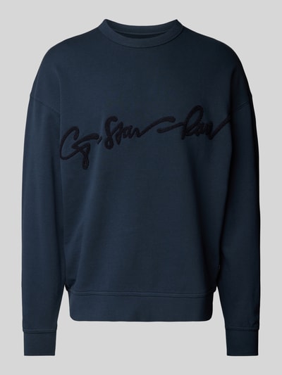 G-Star Raw Sweatshirt mit Label-Stitching Dunkelblau 1