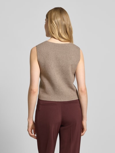 Oui Gebreid gilet met V-hals Taupe - 5