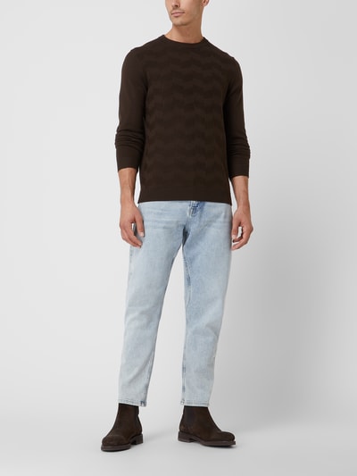 Selected Homme Pullover mit strukturiertem Muster Modell 'Romen' Dunkelbraun 1