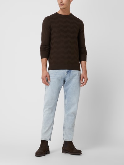 SELECTED HOMME Pullover mit strukturiertem Muster Modell 'Romen' Dunkelbraun 1