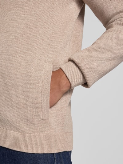 Christian Berg Men Wollen jas met opstaande kraag Zand gemêleerd - 3