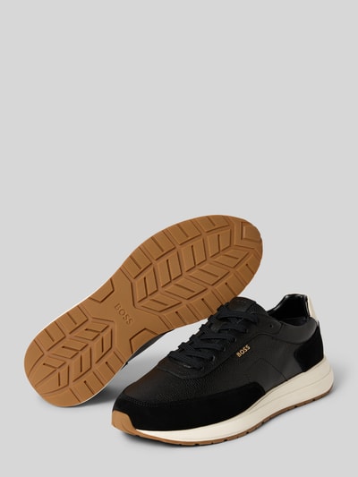 BOSS Lage sneakers van echt leer, model 'VINSTON' Zwart - 4