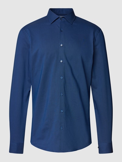 Jake*s Slim fit zakelijk overhemd met kentkraag Marineblauw gemêleerd - 2