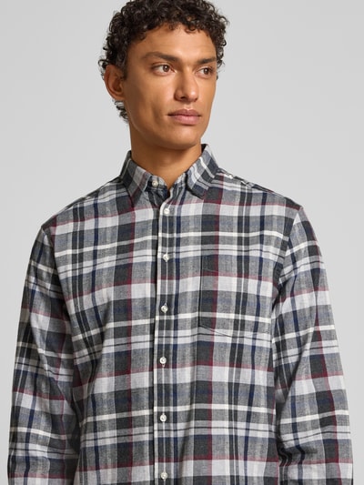 Christian Berg Men Regular Fit Freizeithemd mit Kentkragen Dunkelgrau Melange 3