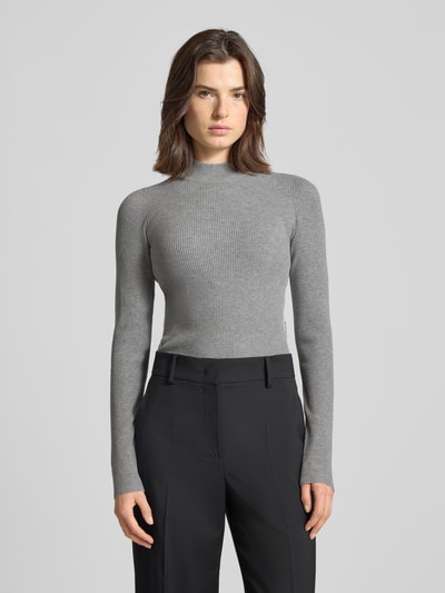 JOOP! Strickpullover aus Viskose-Mix mit Stehkragen Modell 'Koni' Hellgrau Melange 4