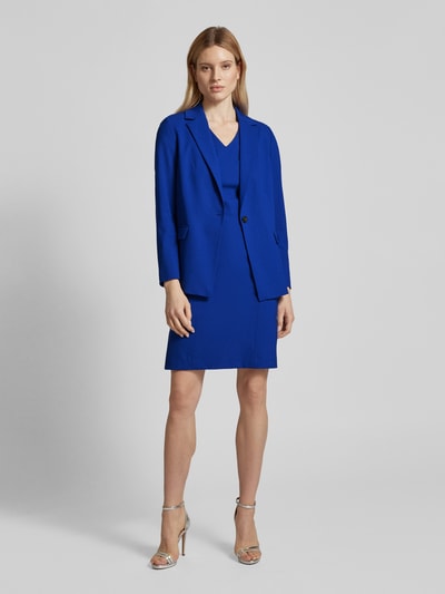 comma Knielange jurk met V-hals Koningsblauw - 1