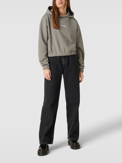 PEGADOR Oversized Hoodie mit Logo-Stitching Modell 'KIM' Mittelgrau 1