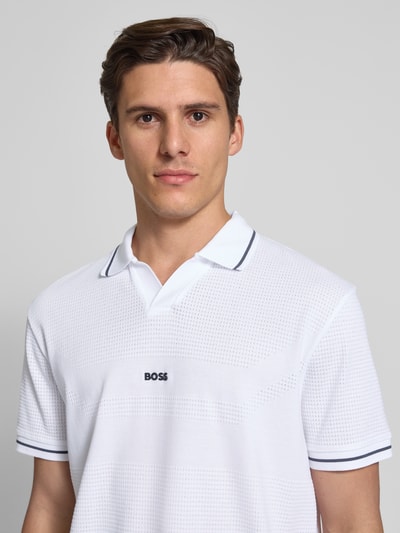BOSS Green Regular Fit Poloshirt mit Label-Stitching Weiss 3