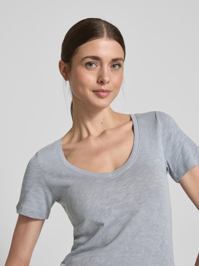 Marc O'Polo Slim Fit T-Shirt aus reiner Baumwolle mit V-Ausschnitt Rauchblau 3